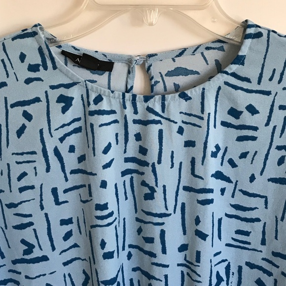 ALFANI Crew Neck Flare Long Sleeve Blouse Blue High Low Hem Women’s Plus Size 1X - Picture 2 of 16